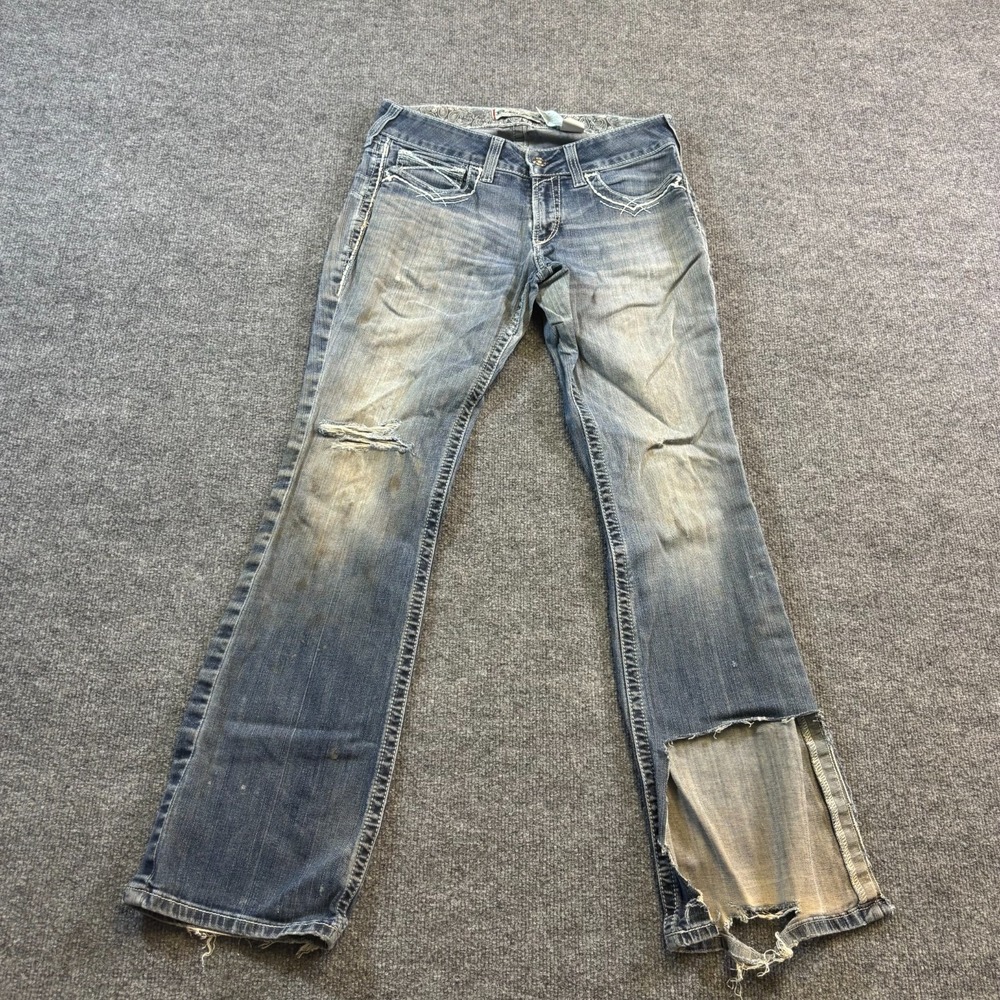 Ariat Real Bootcut Jeans Womens 29x32 Blue Cotton Denim Faded Workwear Stretch